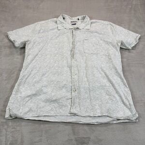 Barbour Mens 2XL Leaf Print Regular Fit Short Sleeve Cotton Shirt Hiking Casual
